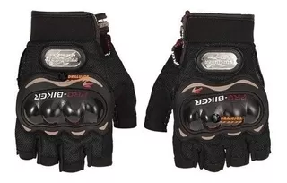 Guantes Moto Pro Biker Medio Dedo Protección Nudillos Palma