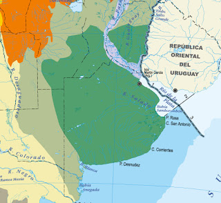 Mapa de la Ecorregión Pampeana (en verde)