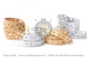 CINTAS CORDON DE ORO TROQUELADA ESTRELLAS NAVIDEÑA DE LUXE CC1349023 DE 23 MM POR 10 METROS