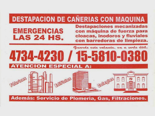 Destapaciones Con Maquinas, Destapaciones con HIDROJET. Video inspeccion de cañerias Cloacales y Pluviales 4734-4230